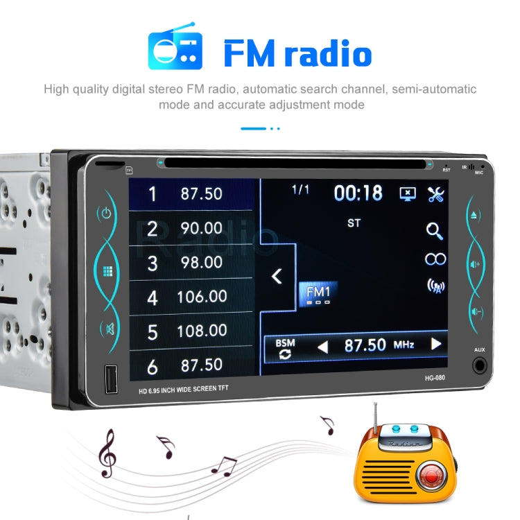 Q3414 6.95 inch Touch Capacitive Screen Car MP5 Player Support FM / Bluetooth with Remote Controler for Toyota Corolla, Style:Standard