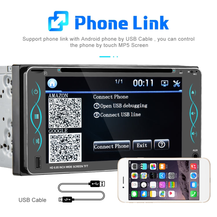 Q3414 6.95 inch Touch Capacitive Screen Car MP5 Player Support FM / Bluetooth with Remote Controler for Toyota Corolla, Style:Standard