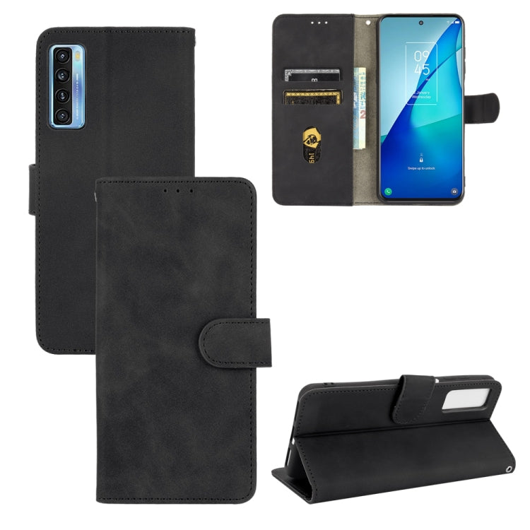 For TCL 20S Solid Color Skin Feel Magnetic Buckle Horizontal Flip Calf Texture PU Leather Case with Holder & Card Slots & Wallet