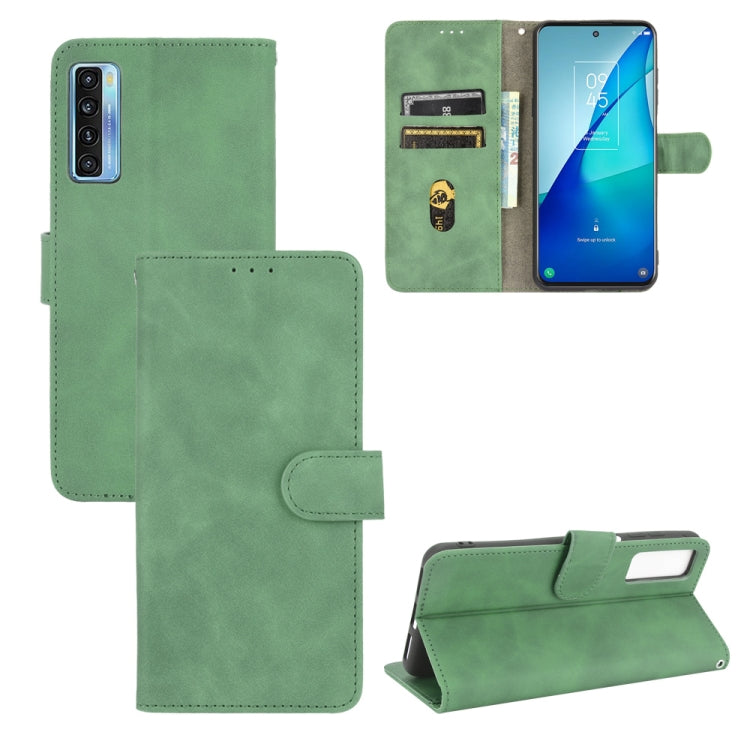 For TCL 20S Solid Color Skin Feel Magnetic Buckle Horizontal Flip Calf Texture PU Leather Case with Holder & Card Slots & Wallet