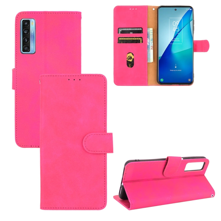 For TCL 20S Solid Color Skin Feel Magnetic Buckle Horizontal Flip Calf Texture PU Leather Case with Holder & Card Slots & Wallet