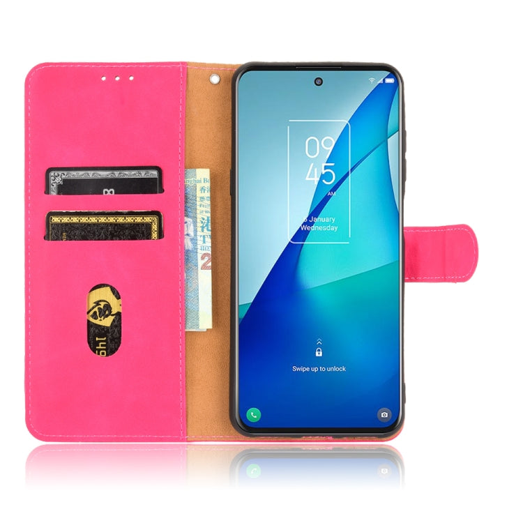 For TCL 20S Solid Color Skin Feel Magnetic Buckle Horizontal Flip Calf Texture PU Leather Case with Holder & Card Slots & Wallet