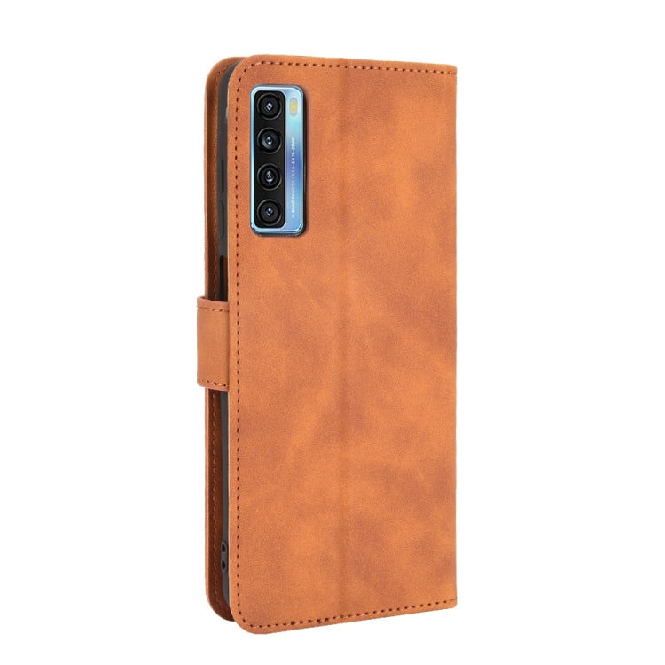 For TCL 20S Solid Color Skin Feel Magnetic Buckle Horizontal Flip Calf Texture PU Leather Case with Holder & Card Slots & Wallet