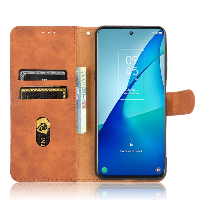 For TCL 20S Solid Color Skin Feel Magnetic Buckle Horizontal Flip Calf Texture PU Leather Case with Holder & Card Slots & Wallet