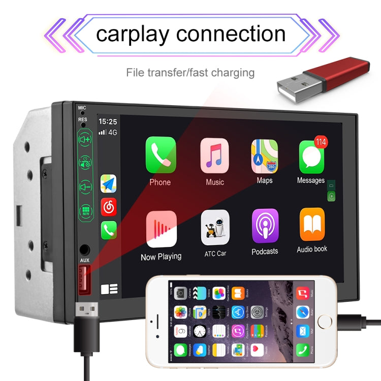 Q3515 7 inch Car Touch Screen HD MP5 Carplay Bluetooth Player Reversing Image All-in-one Machine, Style:Standard + 8LEDs Light Camera