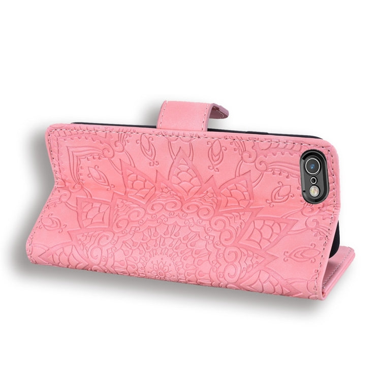 For iPhone 6 / 6s Calf Pattern Diamond Mandala Double Folding Design Embossed Leather Case with Wallet & Holder & Card Slots