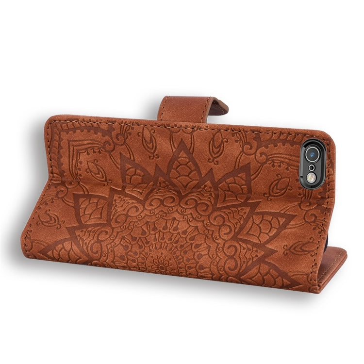 For iPhone 6 Plus / 6s Plus Calf Pattern Diamond Mandala Double Folding Design Embossed Leather Case with Wallet & Holder & Card Slots