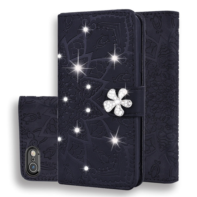 For iPhone 6 Plus / 6s Plus Calf Pattern Diamond Mandala Double Folding Design Embossed Leather Case with Wallet & Holder & Card Slots