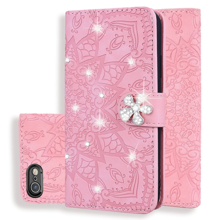 For iPhone 6 Plus / 6s Plus Calf Pattern Diamond Mandala Double Folding Design Embossed Leather Case with Wallet & Holder & Card Slots