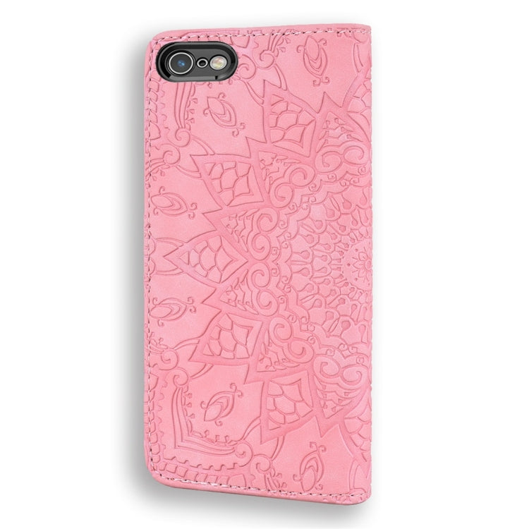 For iPhone 6 Plus / 6s Plus Calf Pattern Diamond Mandala Double Folding Design Embossed Leather Case with Wallet & Holder & Card Slots