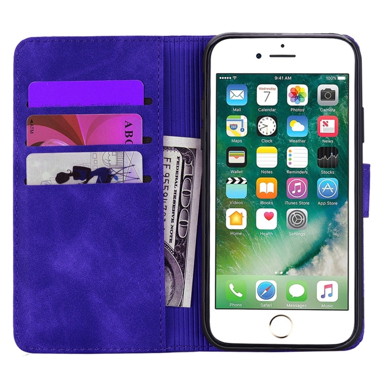 For iPhone 6 Plus / 6s Plus Calf Pattern Diamond Mandala Double Folding Design Embossed Leather Case with Wallet & Holder & Card Slots