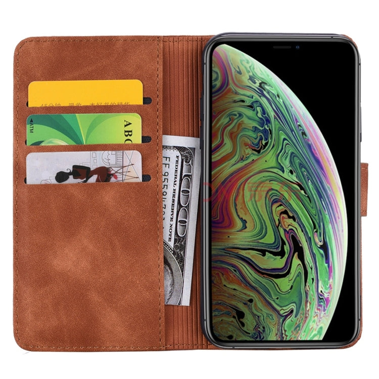 For iPhone 11 Pro Calf Pattern Diamond Mandala Double Folding Design Embossed Leather Case with Wallet & Holder & Card Slots