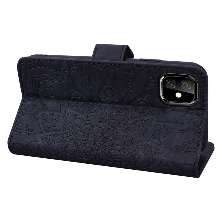 For iPhone 11 Pro Calf Pattern Diamond Mandala Double Folding Design Embossed Leather Case with Wallet & Holder & Card Slots
