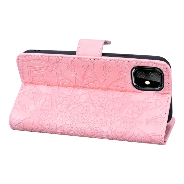 For iPhone 11 Pro Calf Pattern Diamond Mandala Double Folding Design Embossed Leather Case with Wallet & Holder & Card Slots