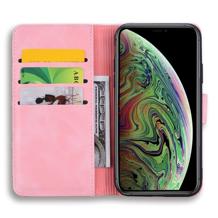 For iPhone 11 Calf Pattern Diamond Mandala Double Folding Design Embossed Leather Case with Wallet & Holder & Card Slots