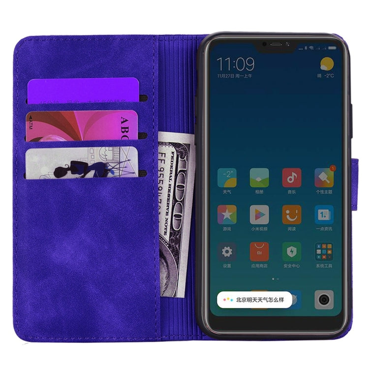 For Xiaomi Redmi 6 Pro Calf Pattern Diamond Mandala Double Folding Design Embossed Leather Case with Wallet & Holder & Card Slots