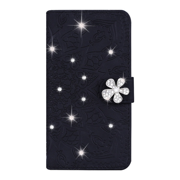 For Xiaomi Redmi Note 8 Pro Calf Pattern Diamond Mandala Double Folding Design Embossed Leather Case with Wallet & Holder & Card Slots