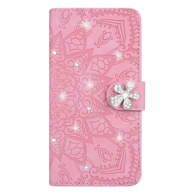For Xiaomi Redmi Note 8 Pro Calf Pattern Diamond Mandala Double Folding Design Embossed Leather Case with Wallet & Holder & Card Slots