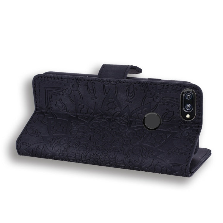 For Xiaomi Mi 8 Lite Calf Pattern Diamond Mandala Double Folding Design Embossed Leather Case with Wallet & Holder & Card Slots