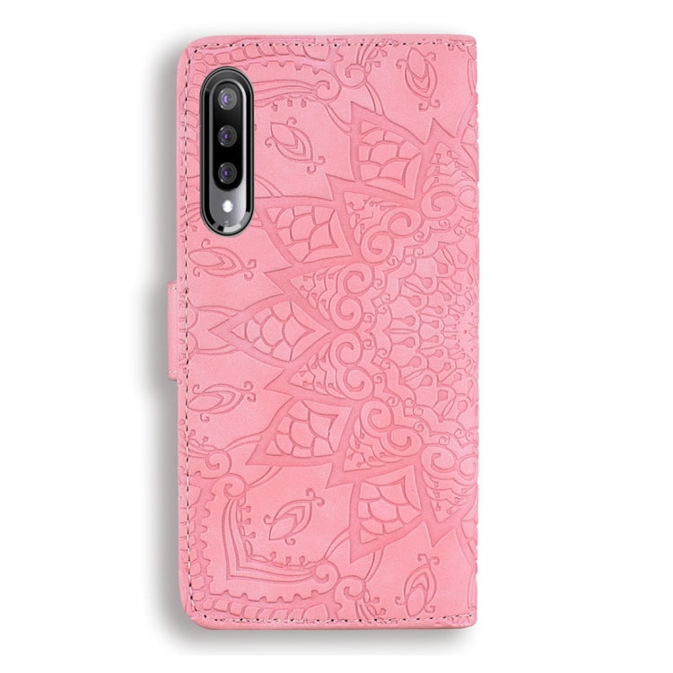 For Xiaomi Mi A3 / Mi CC9e Calf Pattern Diamond Mandala Double Folding Design Embossed Leather Case with Wallet & Holder & Card Slots