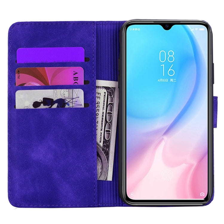 For Xiaomi Mi A3 / Mi CC9e Calf Pattern Diamond Mandala Double Folding Design Embossed Leather Case with Wallet & Holder & Card Slots