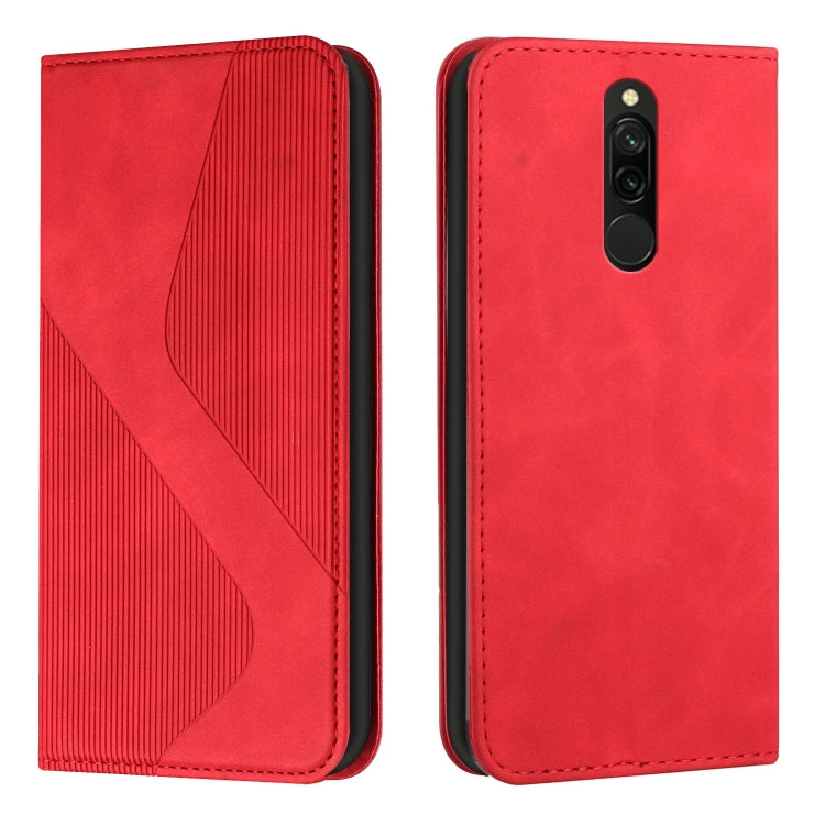 For Xiaomi Redmi 8 / 8A Skin Feel Magnetic S-type Solid Color Horizontal Flip Leather Case with Holder & Card Slot & Wallet