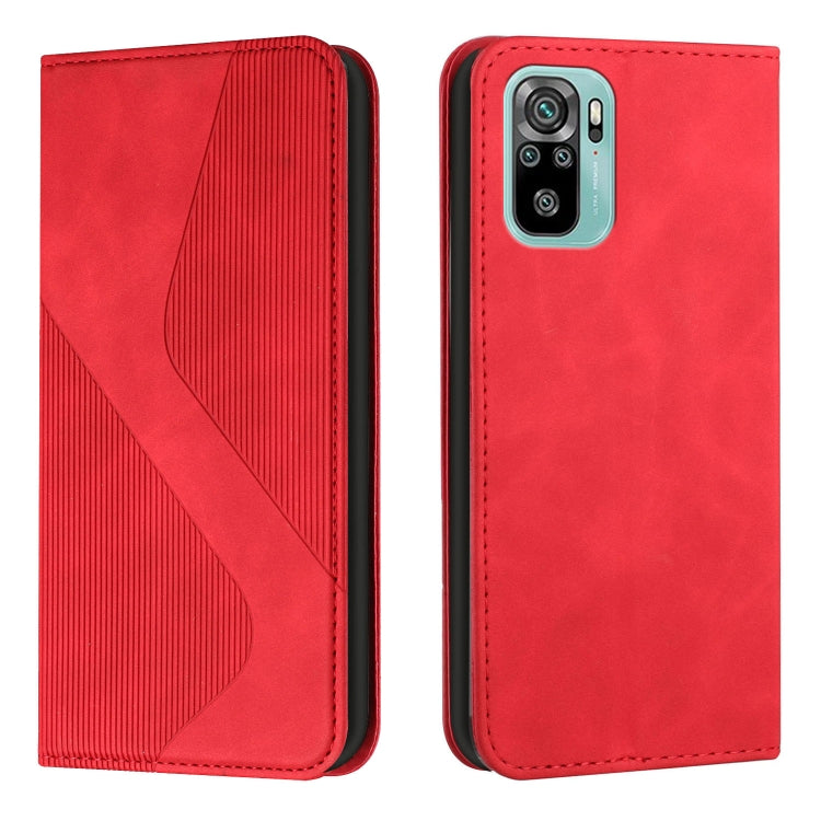 For Xiaomi Redmi Note 10 4G / Note 10S Skin Feel Magnetic S-type Solid Color Horizontal Flip Leather Case with Holder & Card Slot & Wallet