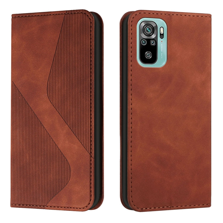 For Xiaomi Redmi Note 10 4G / Note 10S Skin Feel Magnetic S-type Solid Color Horizontal Flip Leather Case with Holder & Card Slot & Wallet