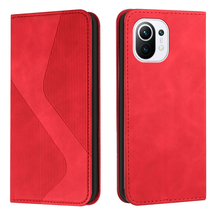 For Xiaomi Mi 11 Skin Feel Magnetic S-type Solid Color Horizontal Flip Leather Case with Holder & Card Slot & Wallet