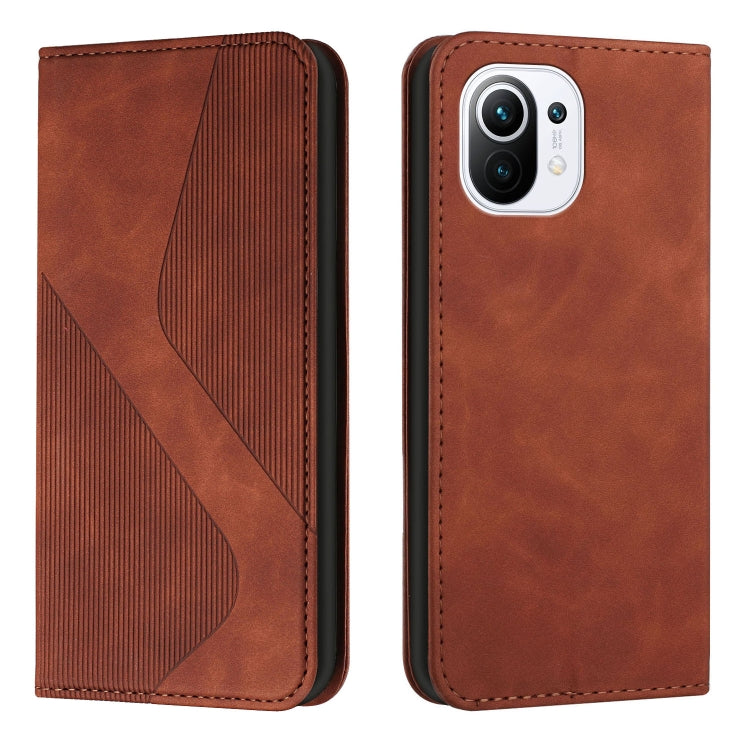 For Xiaomi Mi 11 Skin Feel Magnetic S-type Solid Color Horizontal Flip Leather Case with Holder & Card Slot & Wallet
