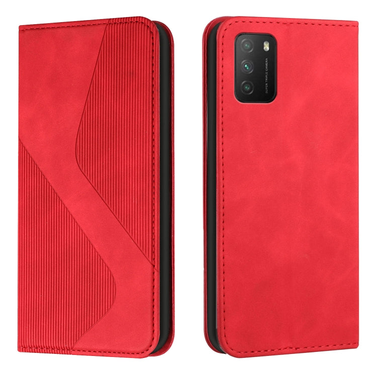 For Xiaomi Poco M3 Skin Feel Magnetic S-type Solid Color Horizontal Flip Leather Case with Holder & Card Slot & Wallet