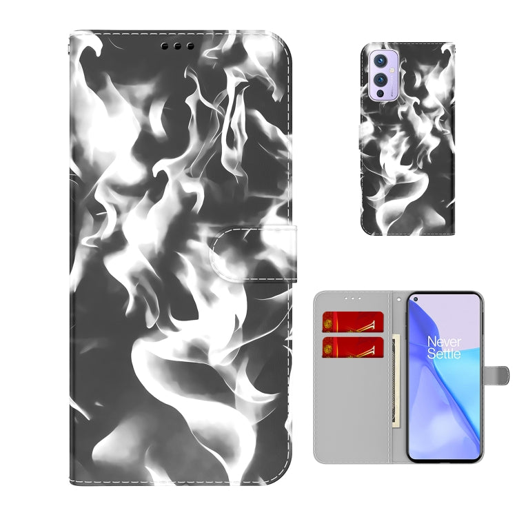 For OnePlus 9 Cloud Fog Pattern Horizontal Flip Leather Case with Holder & Card Slot & Wallet