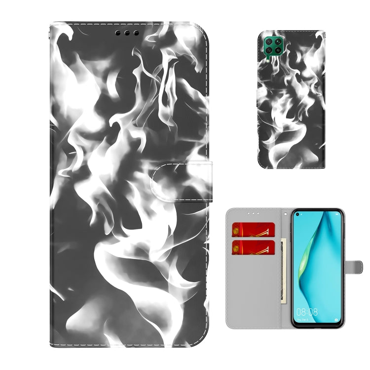 For Huawei P40 Lite Cloud Fog Pattern Horizontal Flip Leather Case with Holder & Card Slot & Wallet
