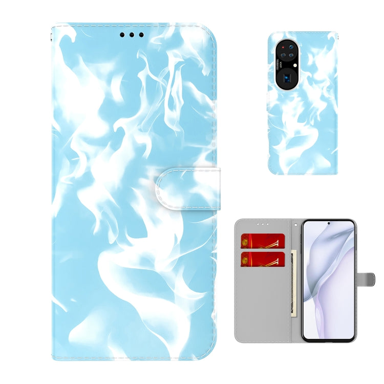 For Huawei P50 Pro Cloud Fog Pattern Horizontal Flip Leather Case with Holder & Card Slot & Wallet
