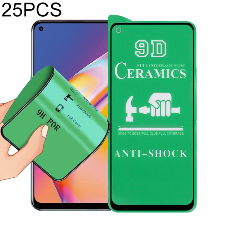 For OPPO Reno 5F 25 PCS 9D Full Screen Full Glue Ceramic Film