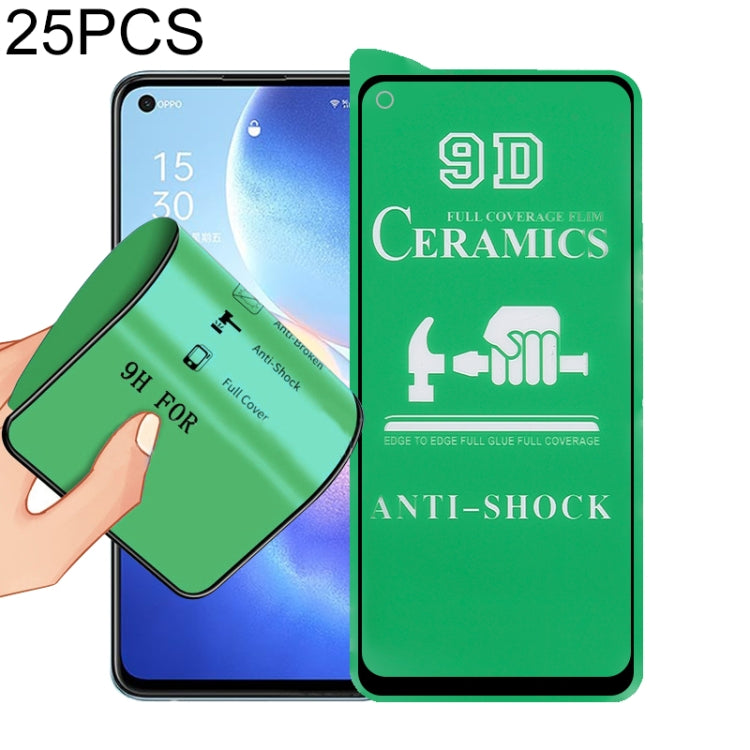 For OPPO Reno 5K 25 PCS 9D Full Screen Full Glue Ceramic Film