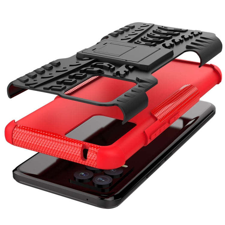 For OPPO Realme 8 / 8 Pro Tire Texture Shockproof TPU+PC Protective Case with Holder