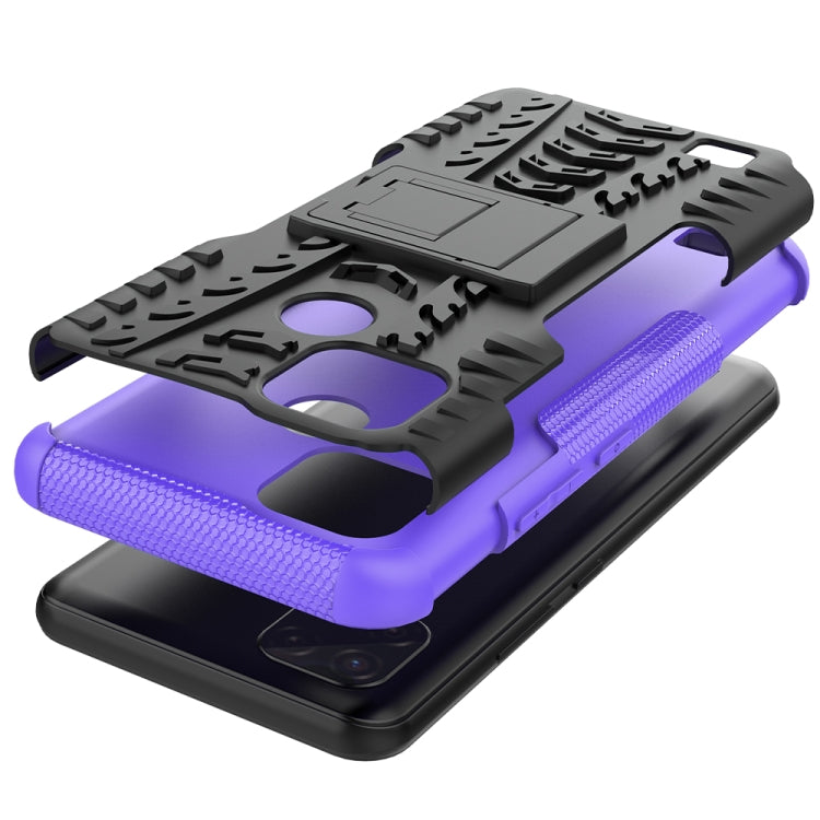 For OPPO Realme C21 / C20 Tire Texture Shockproof TPU+PC Protective Case with Holder