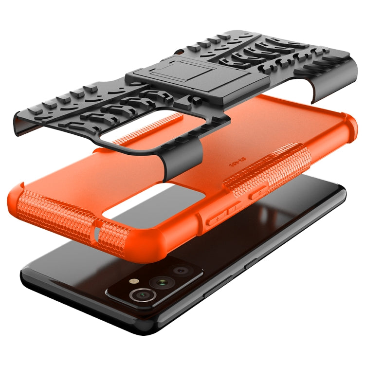 For Samsung Galaxy A82 Tire Texture Shockproof TPU+PC Protective Case with Holder