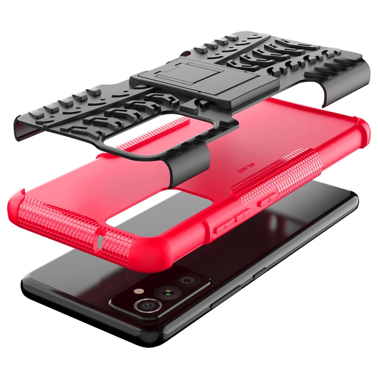 For Samsung Galaxy A82 Tire Texture Shockproof TPU+PC Protective Case with Holder