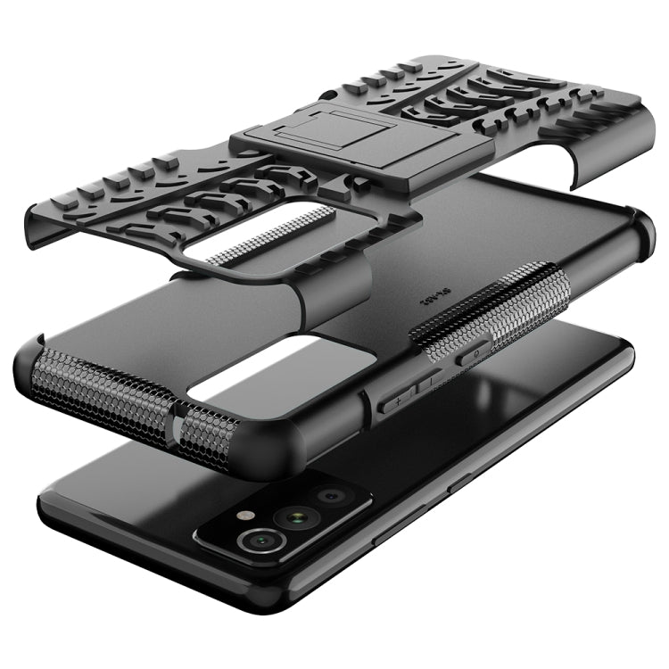 For Samsung Galaxy A82 Tire Texture Shockproof TPU+PC Protective Case with Holder