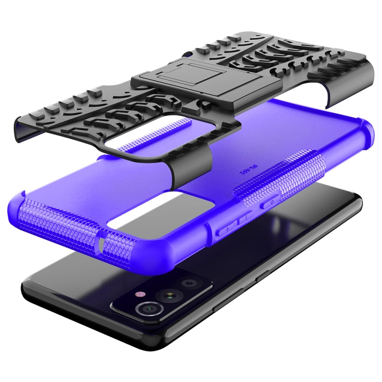 For Samsung Galaxy A82 Tire Texture Shockproof TPU+PC Protective Case with Holder