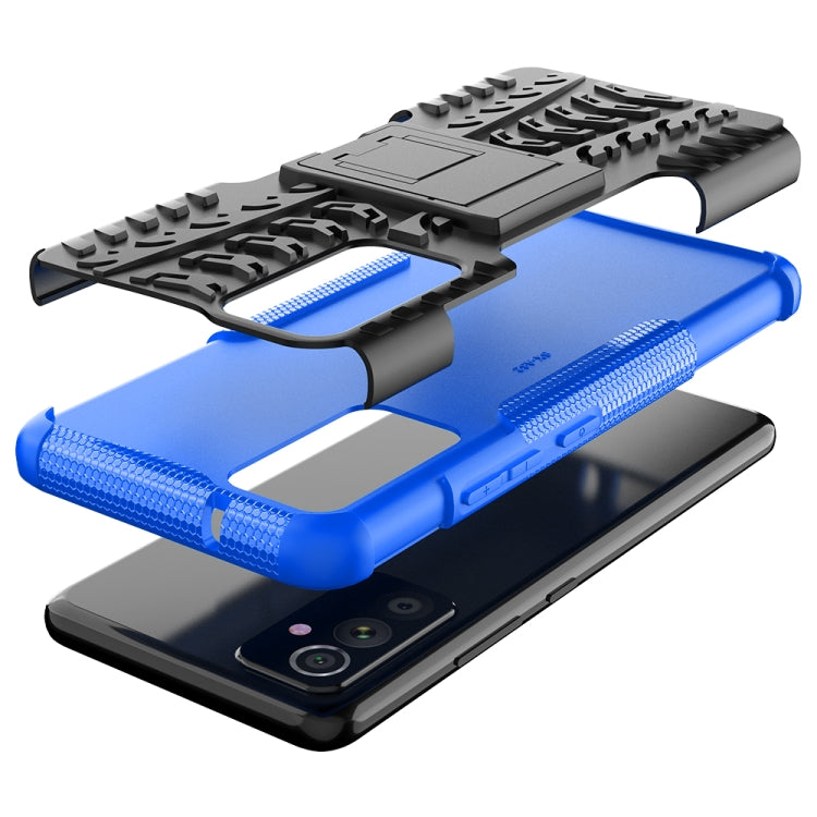 For Samsung Galaxy A82 Tire Texture Shockproof TPU+PC Protective Case with Holder