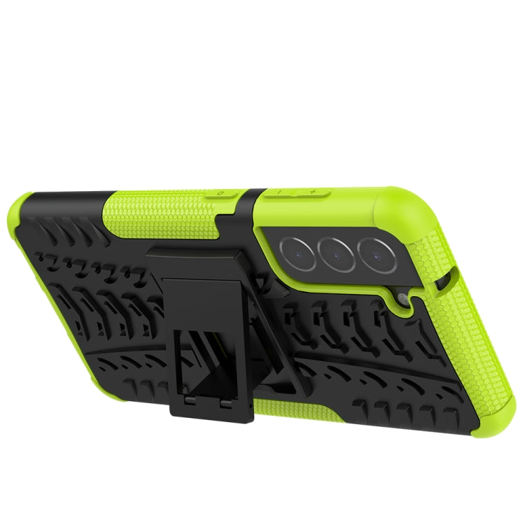 For Samsung Galaxy S21 FE Tire Texture Shockproof TPU+PC Protective Case with Holder