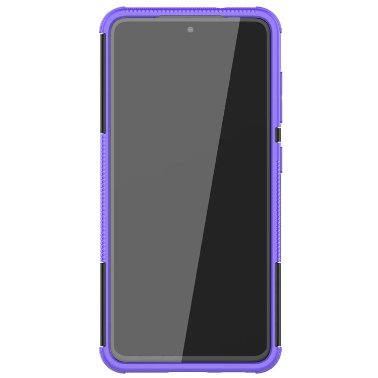 For Samsung Galaxy S21 FE Tire Texture Shockproof TPU+PC Protective Case with Holder