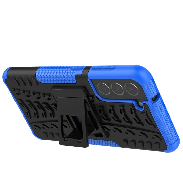 For Samsung Galaxy S21 FE Tire Texture Shockproof TPU+PC Protective Case with Holder