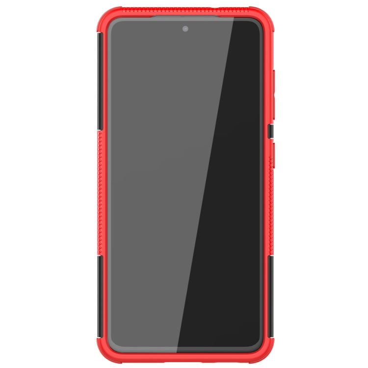 For Samsung Galaxy S21 FE Tire Texture Shockproof TPU+PC Protective Case with Holder
