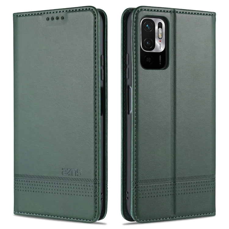For Xiaomi Redmi Note 10 5G AZNS Magnetic Calf Texture Horizontal Flip Leather Case with Card Slots & Holder & Wallet