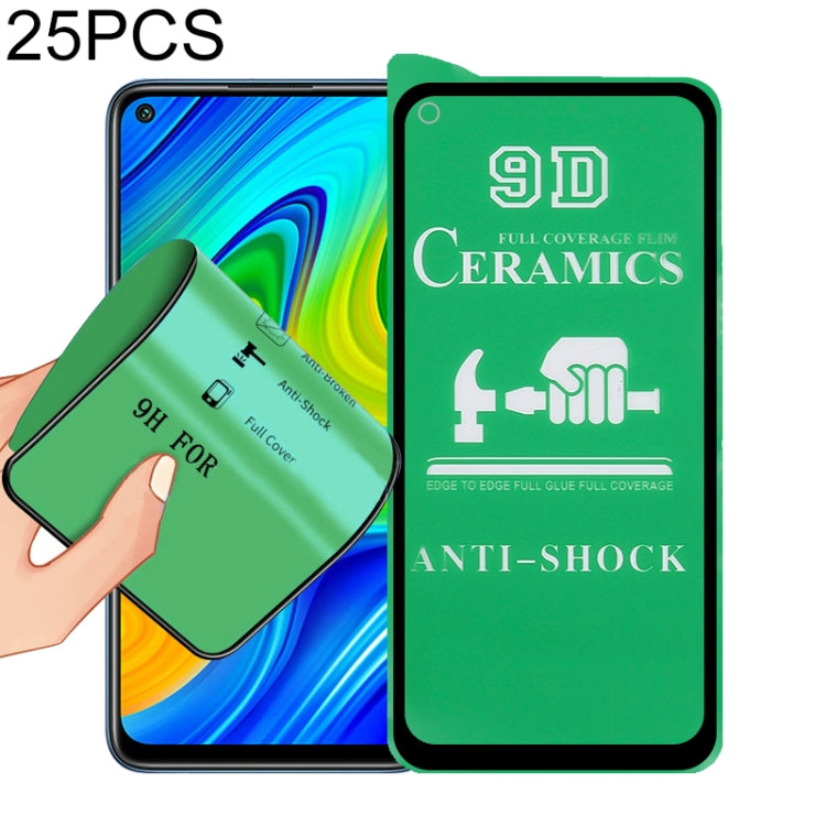 For Xiaomi Redmi Note 9 4G 25 PCS 9D Full Screen Full Glue Ceramic Film