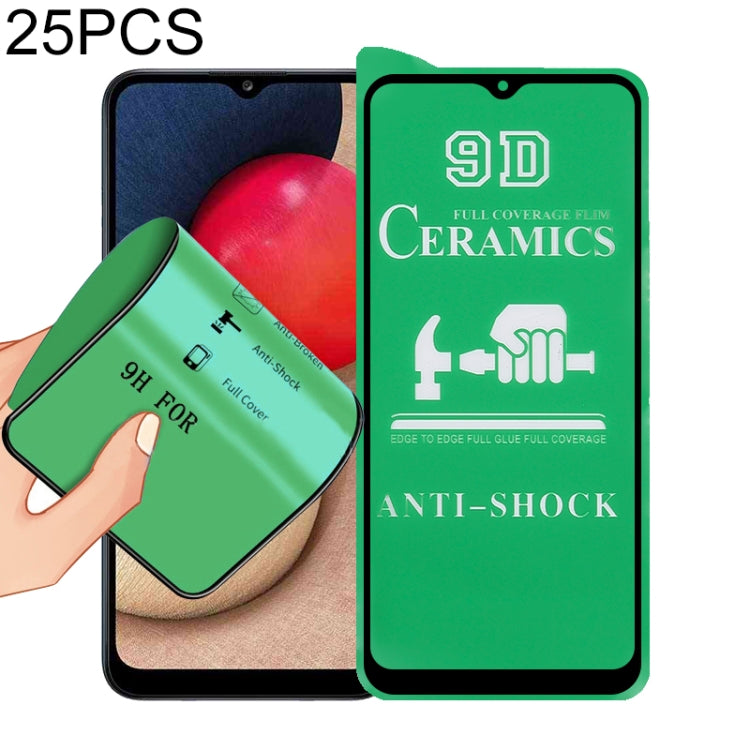 For Samsung Galaxy A02s 25 PCS 9D Full Screen Full Glue Ceramic Film